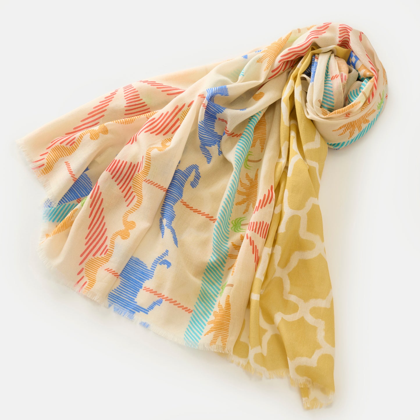 Organic cotton 'Parisian Carosel' peach ロングストール