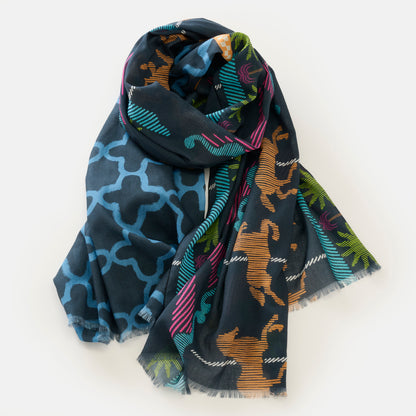 Organic cotton 'Parisian Carosel' navy ロングストール