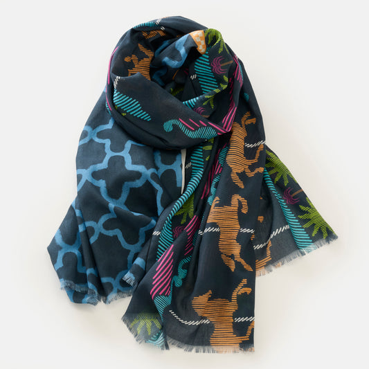 Organic cotton 'Parisian Carosel' navy ロングストール