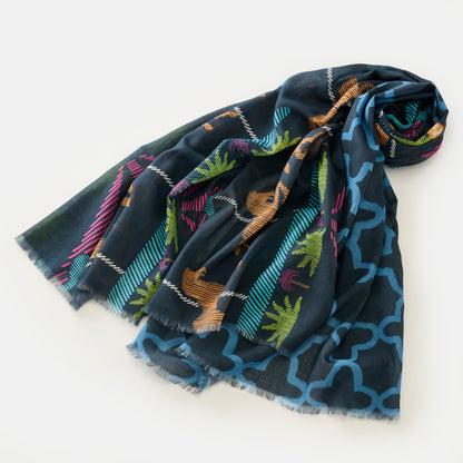 Organic cotton 'Parisian Carosel' navy ロングストール