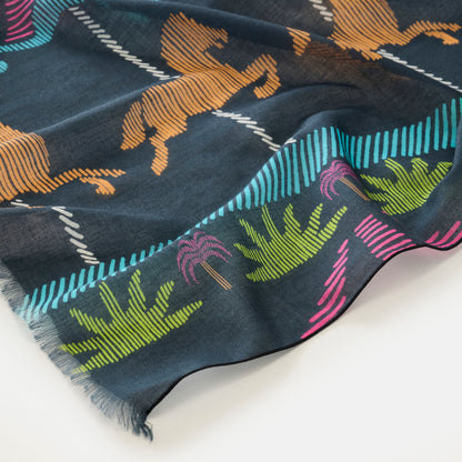 Organic cotton 'Parisian Carosel' navy ロングストール