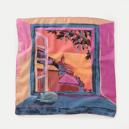 Organic cotton 'Coastal Breeze' sunset リング付きミニスカーフ