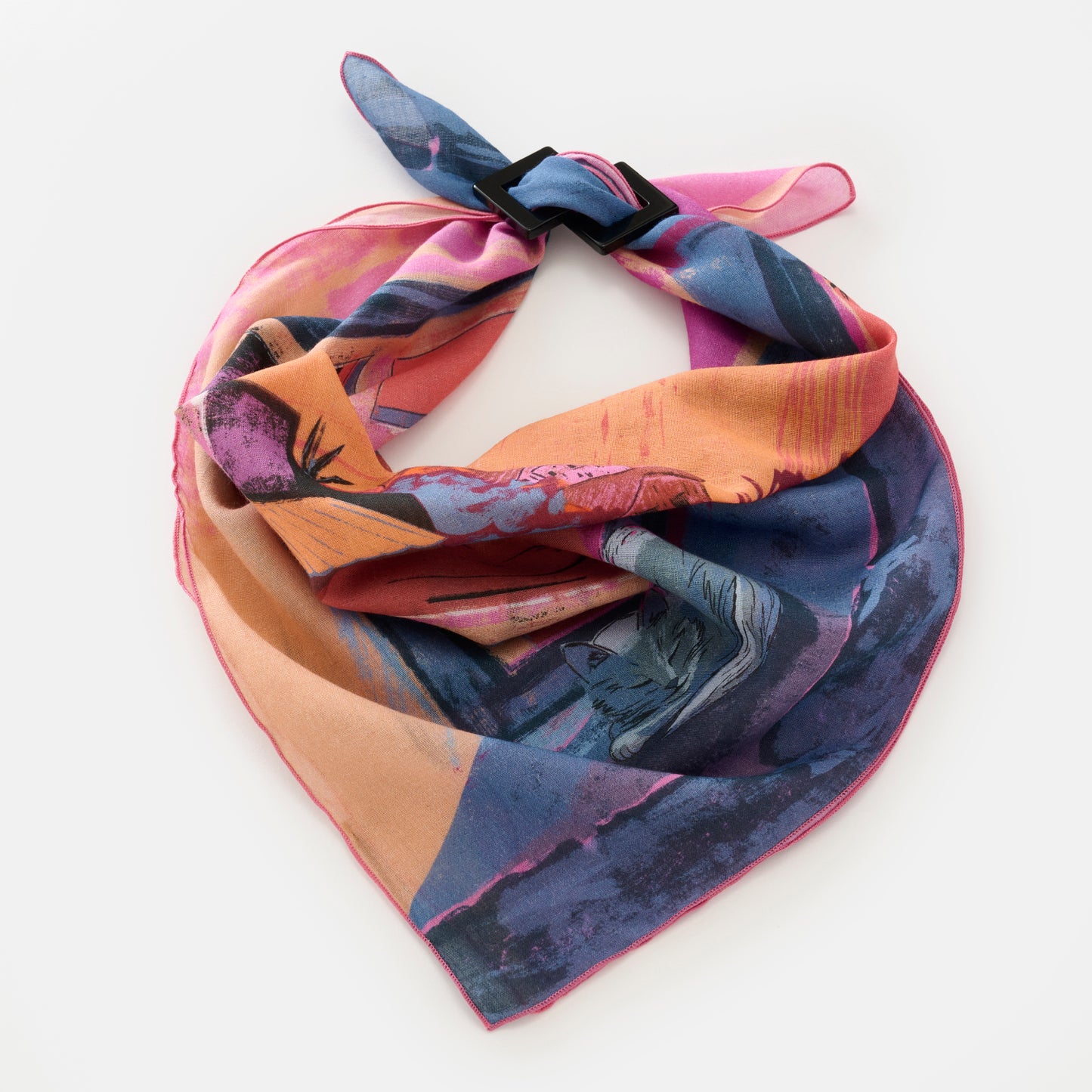 Organic cotton 'Coastal Breeze' sunset リング付きミニスカーフ