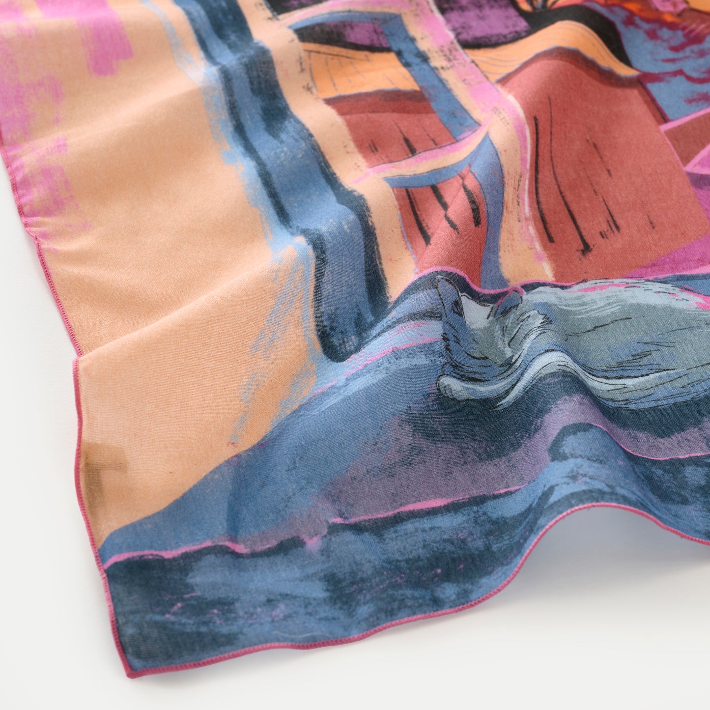 Organic cotton 'Coastal Breeze' sunset リング付きミニスカーフ