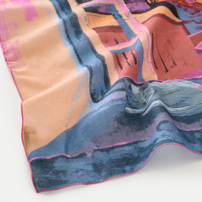 Organic cotton 'Coastal Breeze' sunset リング付きミニスカーフ