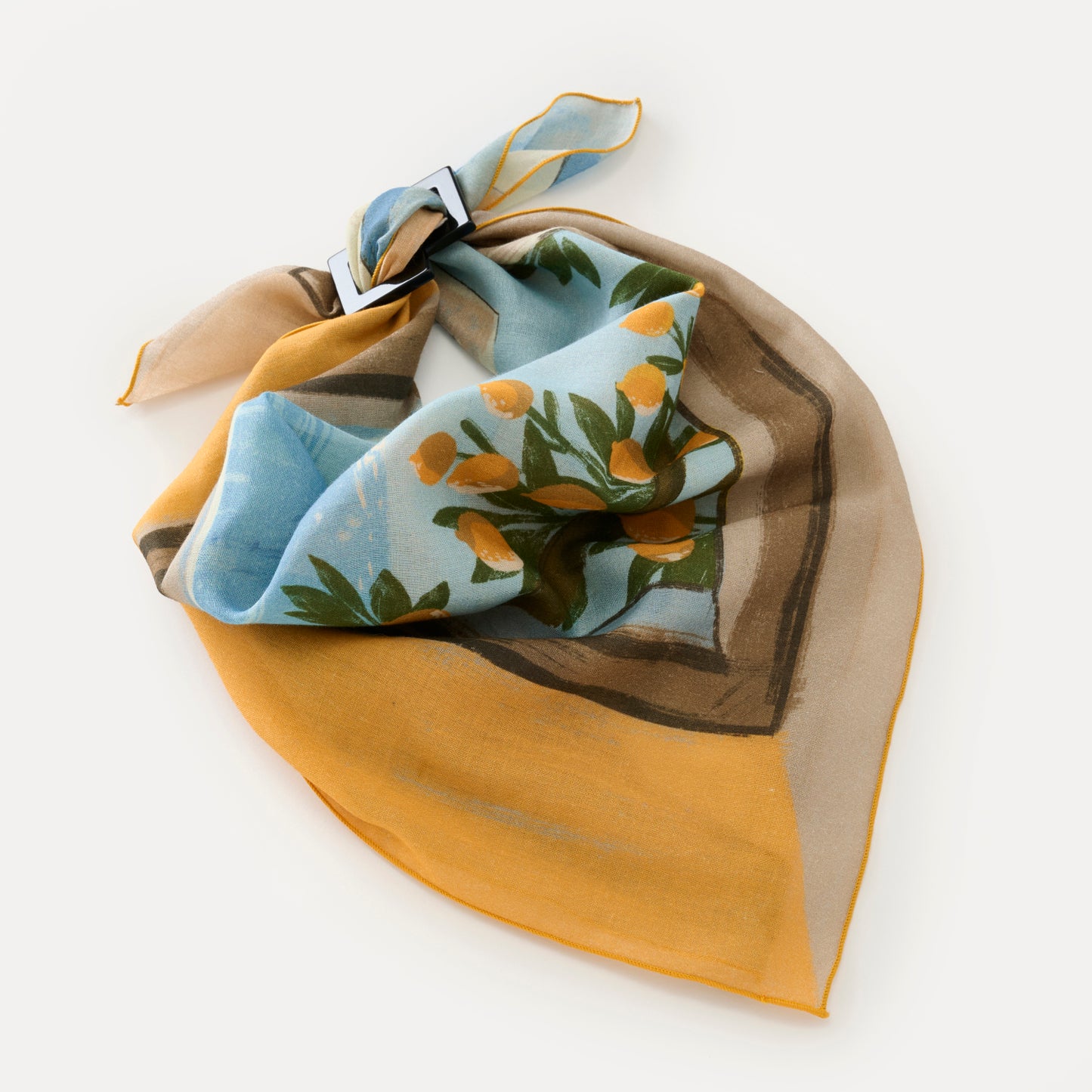 Organic cotton 'Coastal Breeze' sunny yellow リング付きミニスカーフ