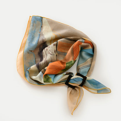 Organic cotton 'Coastal Breeze' sunny yellow リング付きミニスカーフ