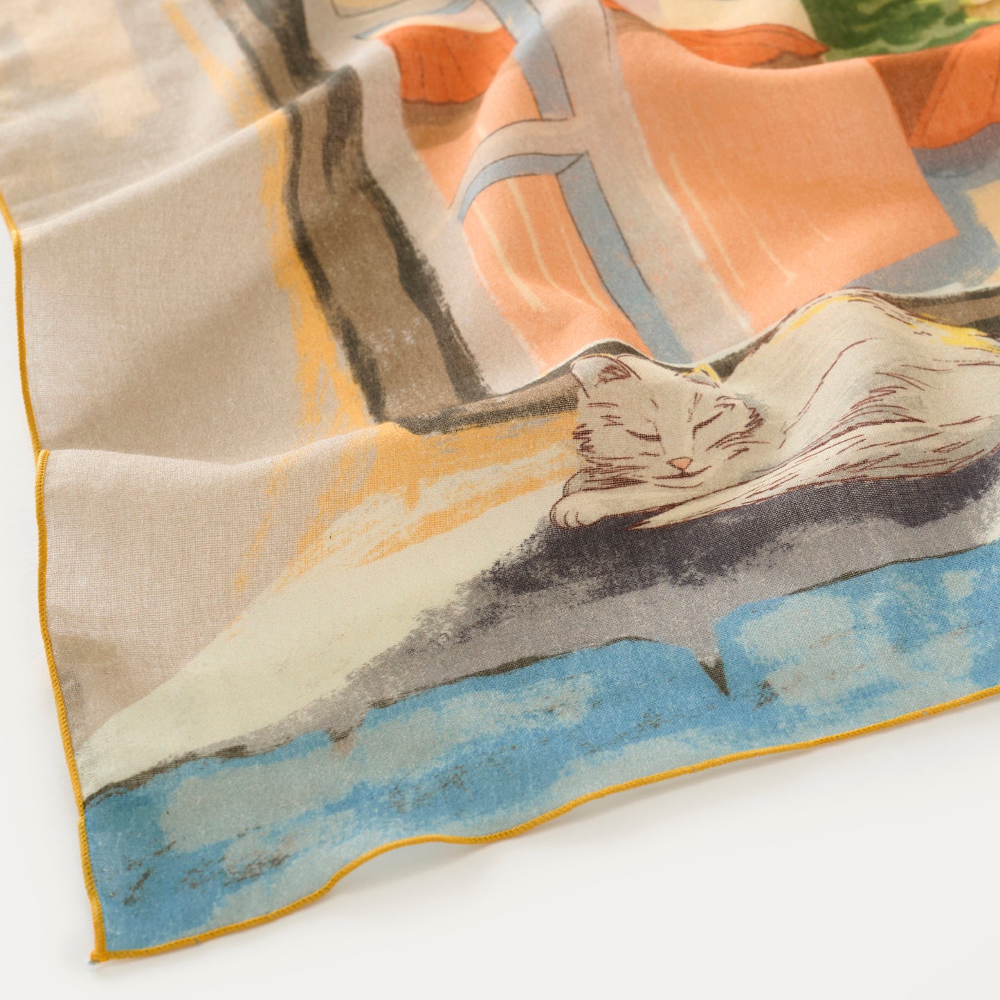 Organic cotton 'Coastal Breeze' sunny yellow リング付きミニスカーフ