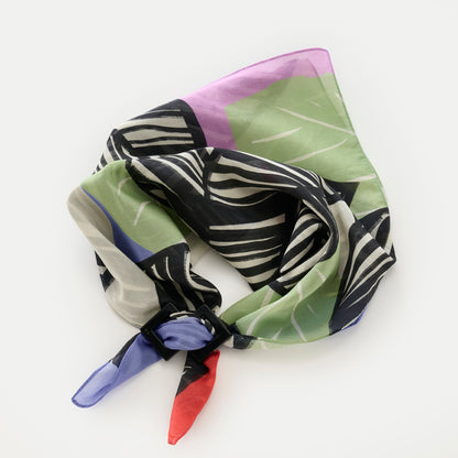 リング付き シルクコットンのミニスカーフ 'Saint Vincent' cream