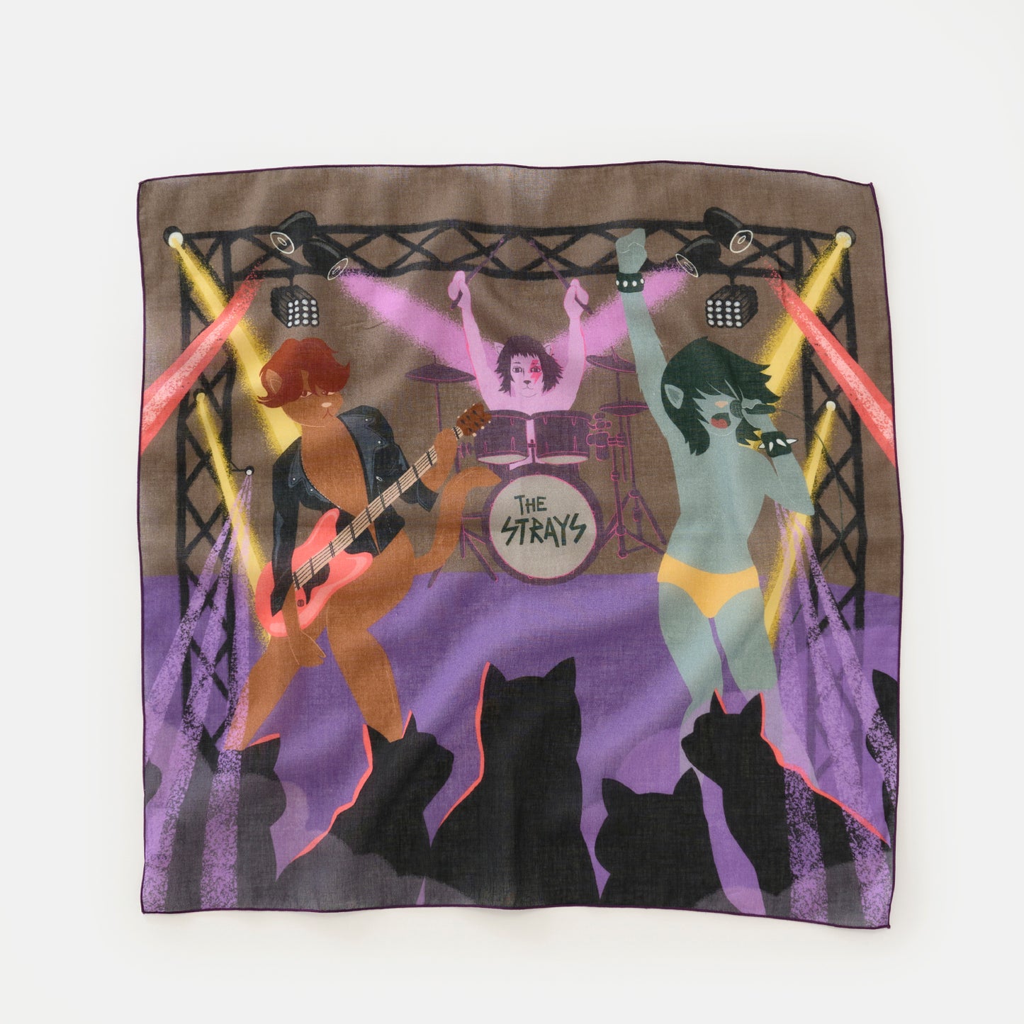 Organic cotton 'The Strays' リング付きミニスカーフ