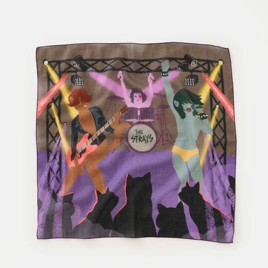 Organic cotton 'The Strays' リング付きミニスカーフ