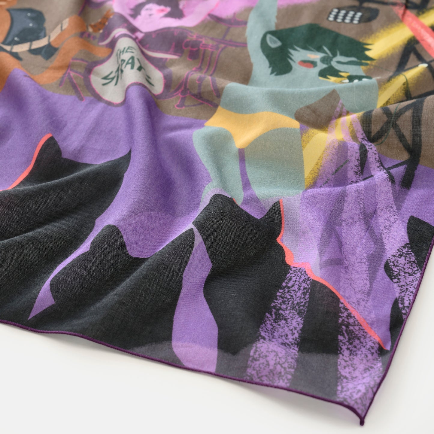 Organic cotton 'The Strays' リング付きミニスカーフ