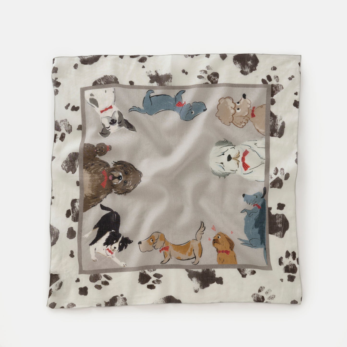 Organic cotton 'Dickie bow Dogs' リング付きミニスカーフ