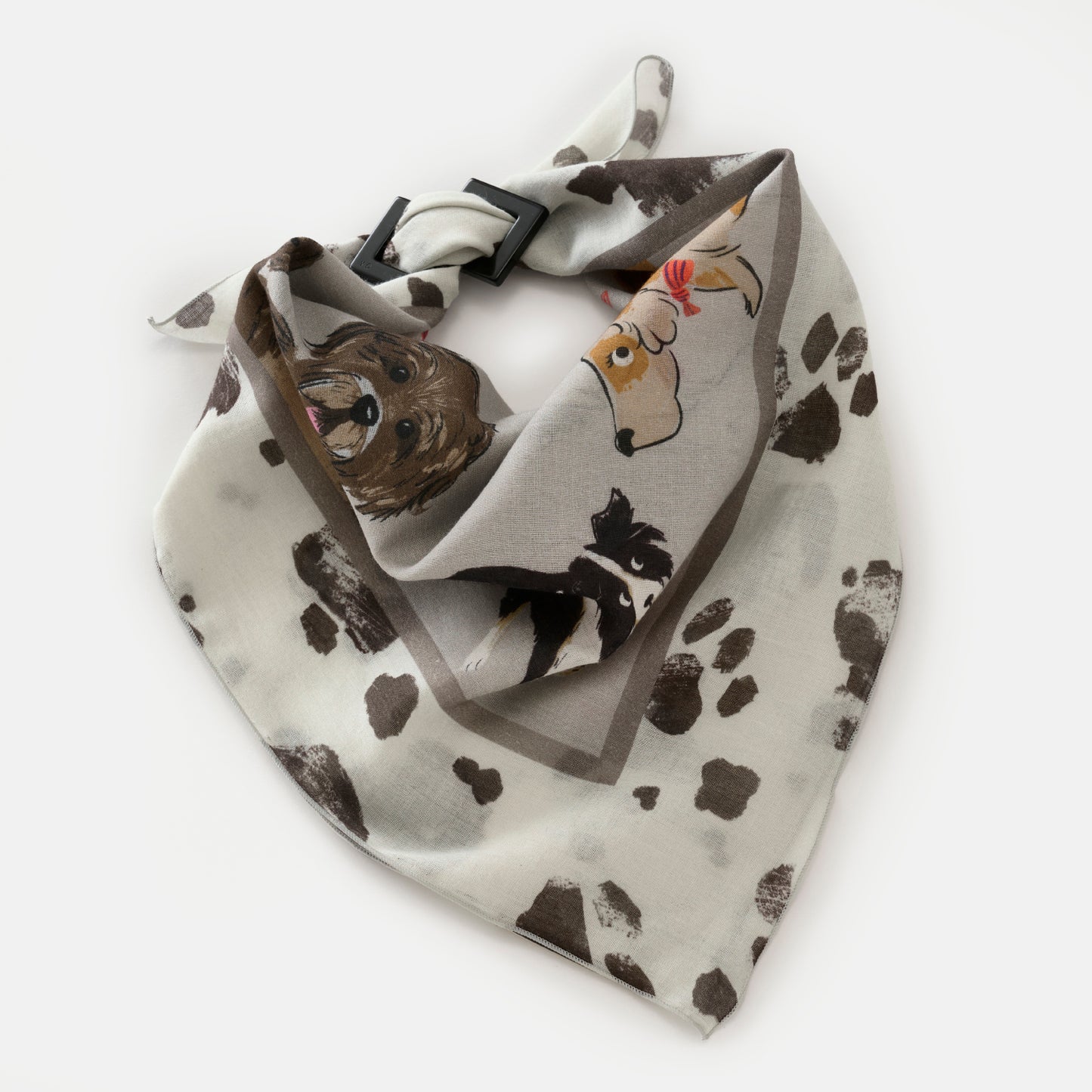 Organic cotton 'Dickie bow Dogs' リング付きミニスカーフ