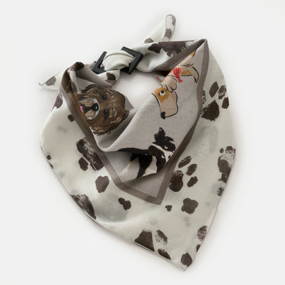 Organic cotton 'Dickie bow Dogs' リング付きミニスカーフ