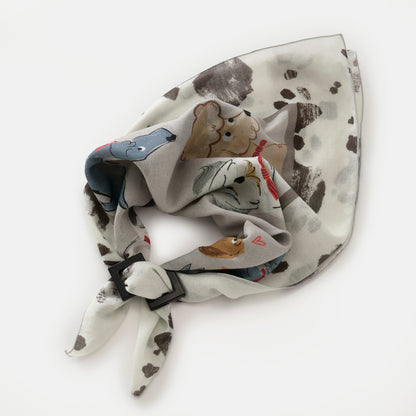 Organic cotton 'Dickie bow Dogs' リング付きミニスカーフ