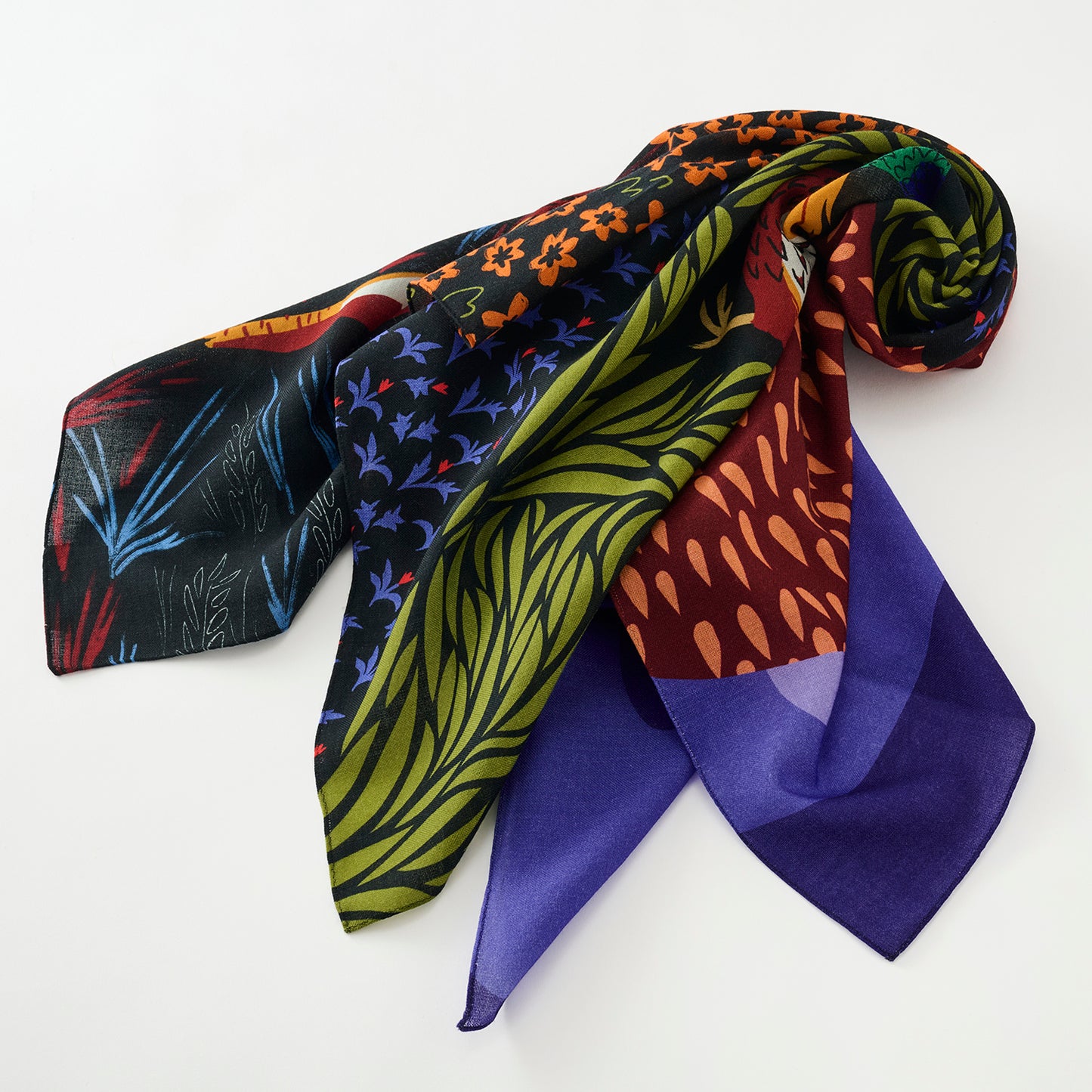 メリノウールの大判スカーフ'Norfolk Pheasants' purple