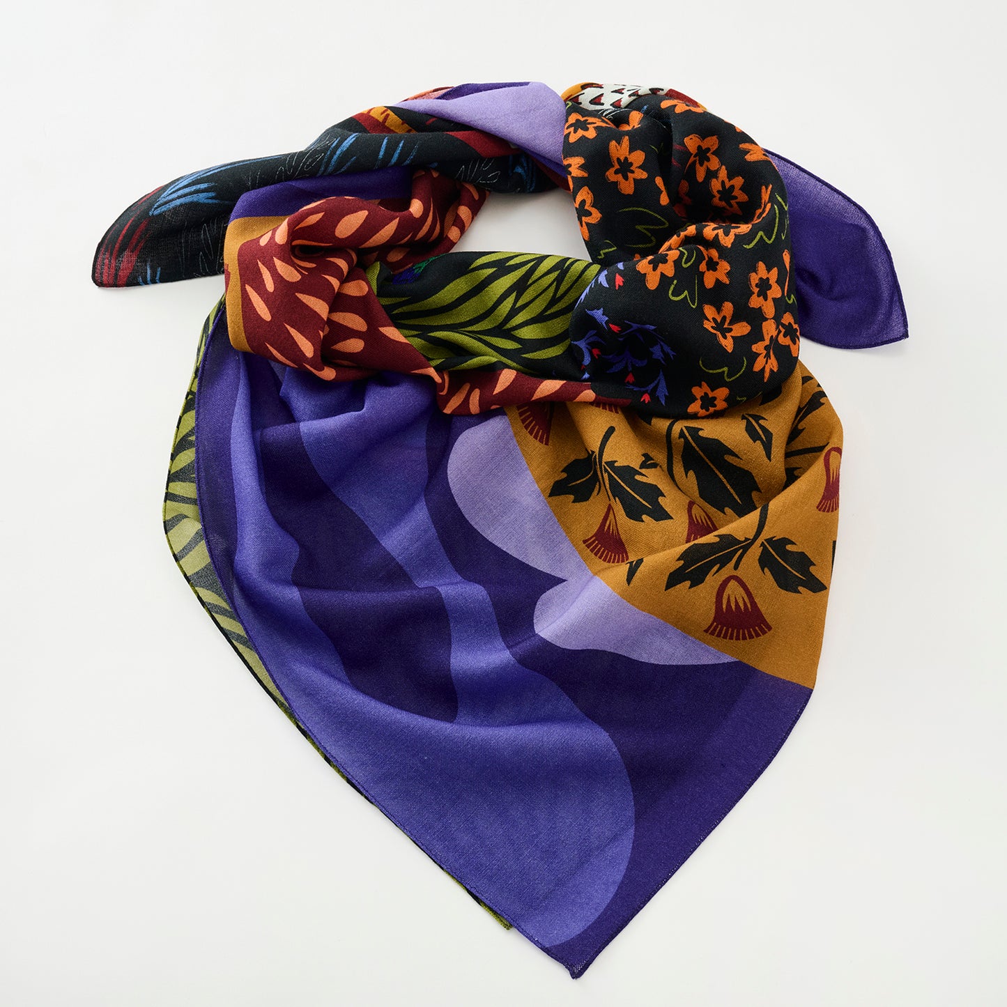 メリノウールの大判スカーフ'Norfolk Pheasants' purple