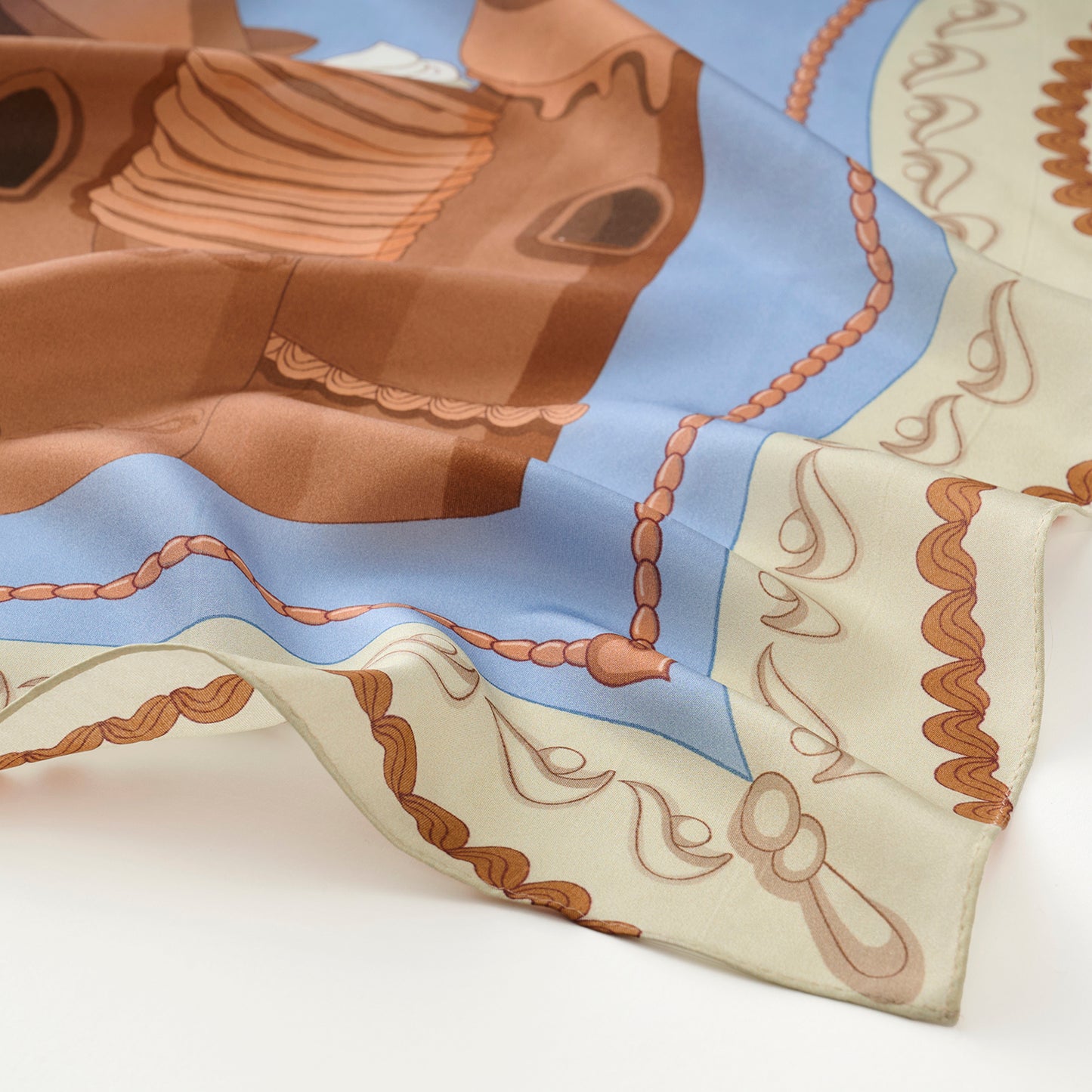 リング付き シルクのミニスカーフ 'A Sweet Fairytale' chocolate