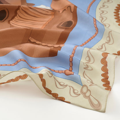 リング付き シルクのミニスカーフ 'A Sweet Fairytale' chocolate