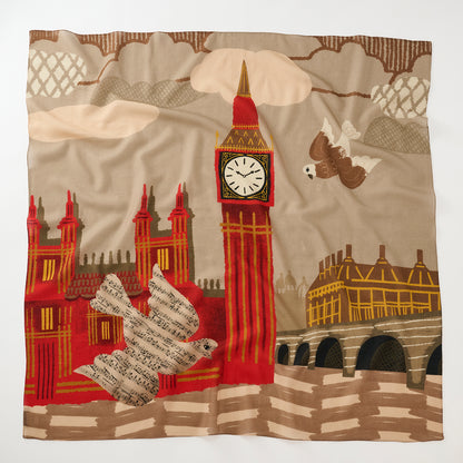 メリノウールの大判スカーフ'Big Ben' grey