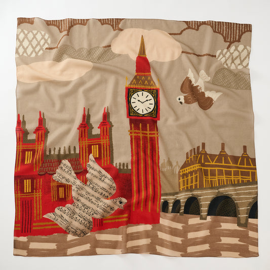 メリノウールの大判スカーフ'Big Ben' grey