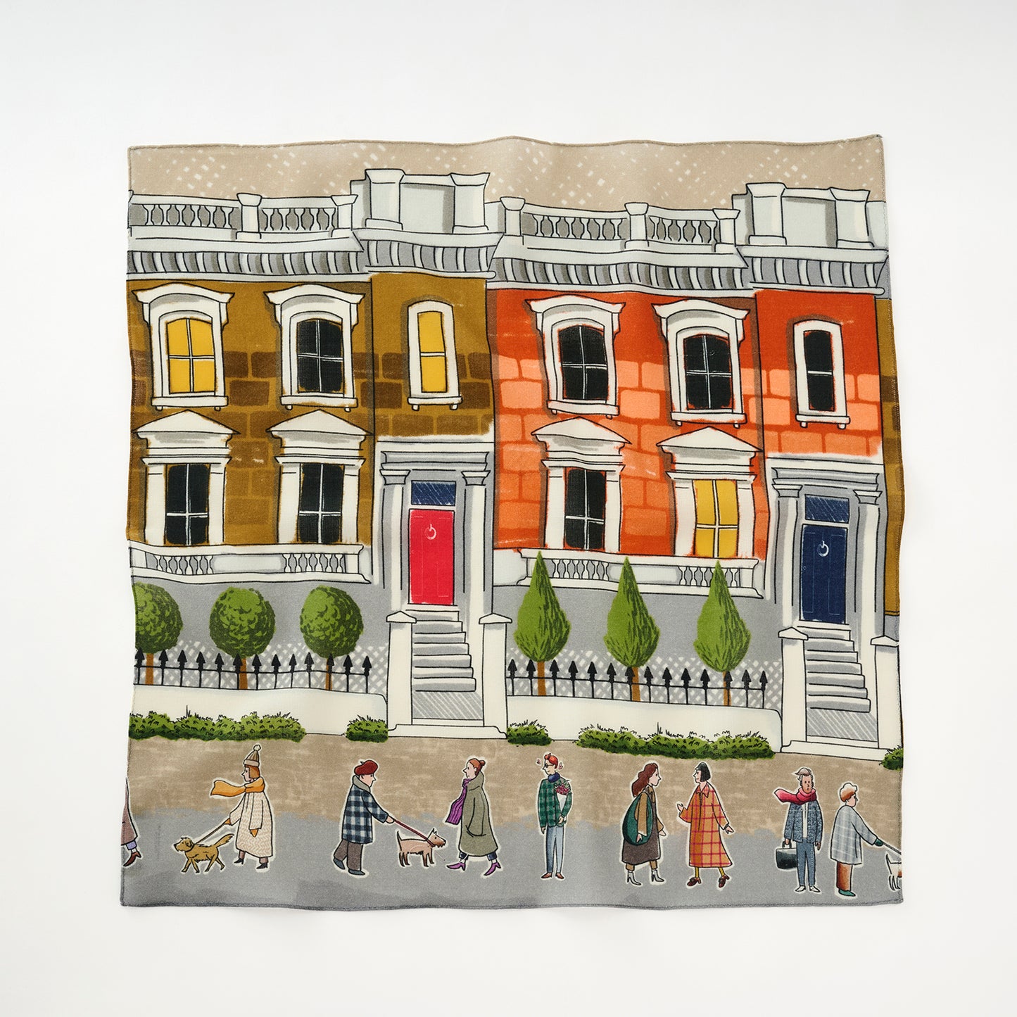 Mini-écharpe bleu marine en soie imprimée japonaise 'Polka Dot Queen' avec anneau vague