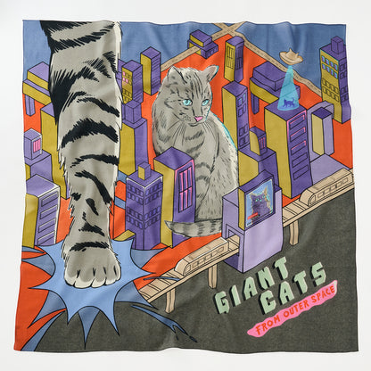 メリノウールの大判スカーフ'Giant Cats'
