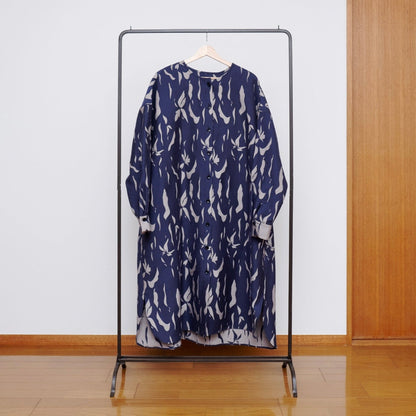 Banshu Ori Japanese Wool/Cotton Jacquard Coat Dress / Camel