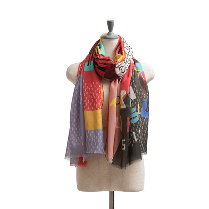 Japanese Printed Organic Cotton 'Brooklyn Funk Soul Sessions' B long stole