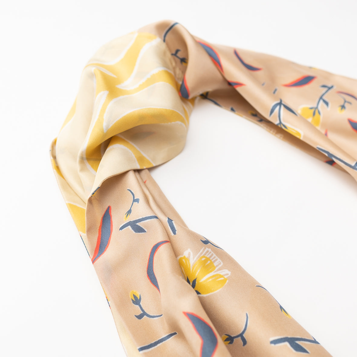 Silk/Silk 'Wingham' beige+yellow ループスカーフ