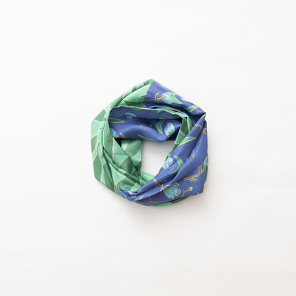Silk/Silk 'Wingham' blue+green ループスカーフ