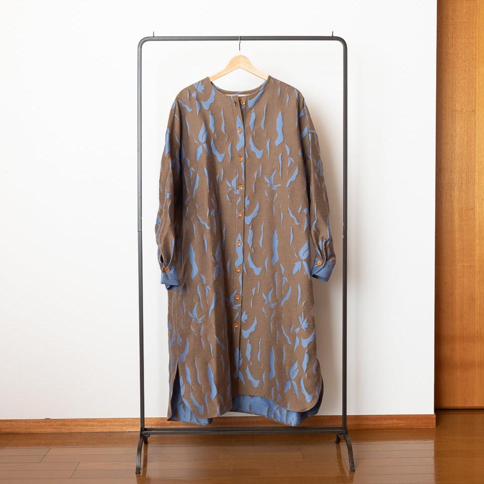 Banshu Ori Robe Manteau Japonais Laine/Coton Jacquard / Camel