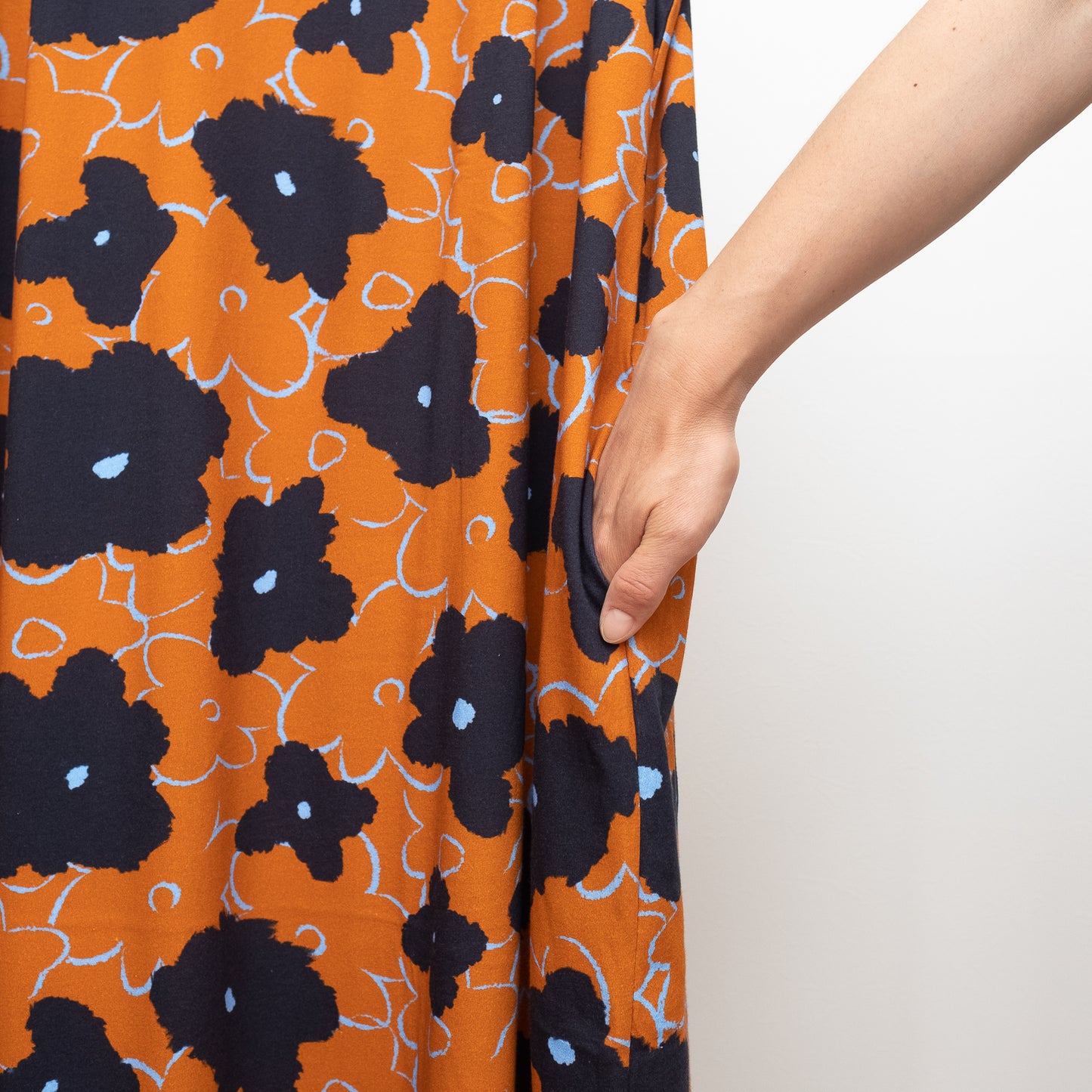 Robe débardeur marron en coton bio imprimé japonais 'Brompton'