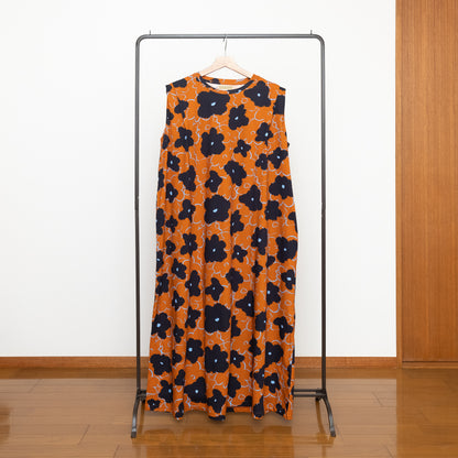 Robe débardeur marron en coton bio imprimé japonais 'Brompton'
