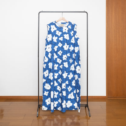 Japanese Printed Organic Cotton 'Brompton' parcel brown tank dress