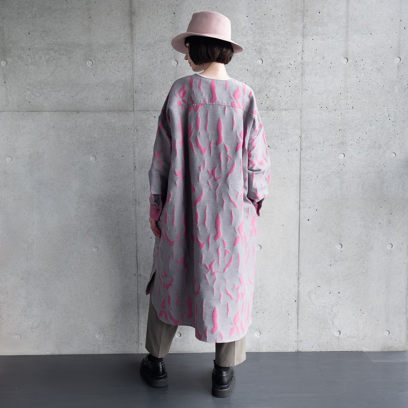 Banshu Ori Robe Manteau Japonais Laine/Coton Jacquard / Camel