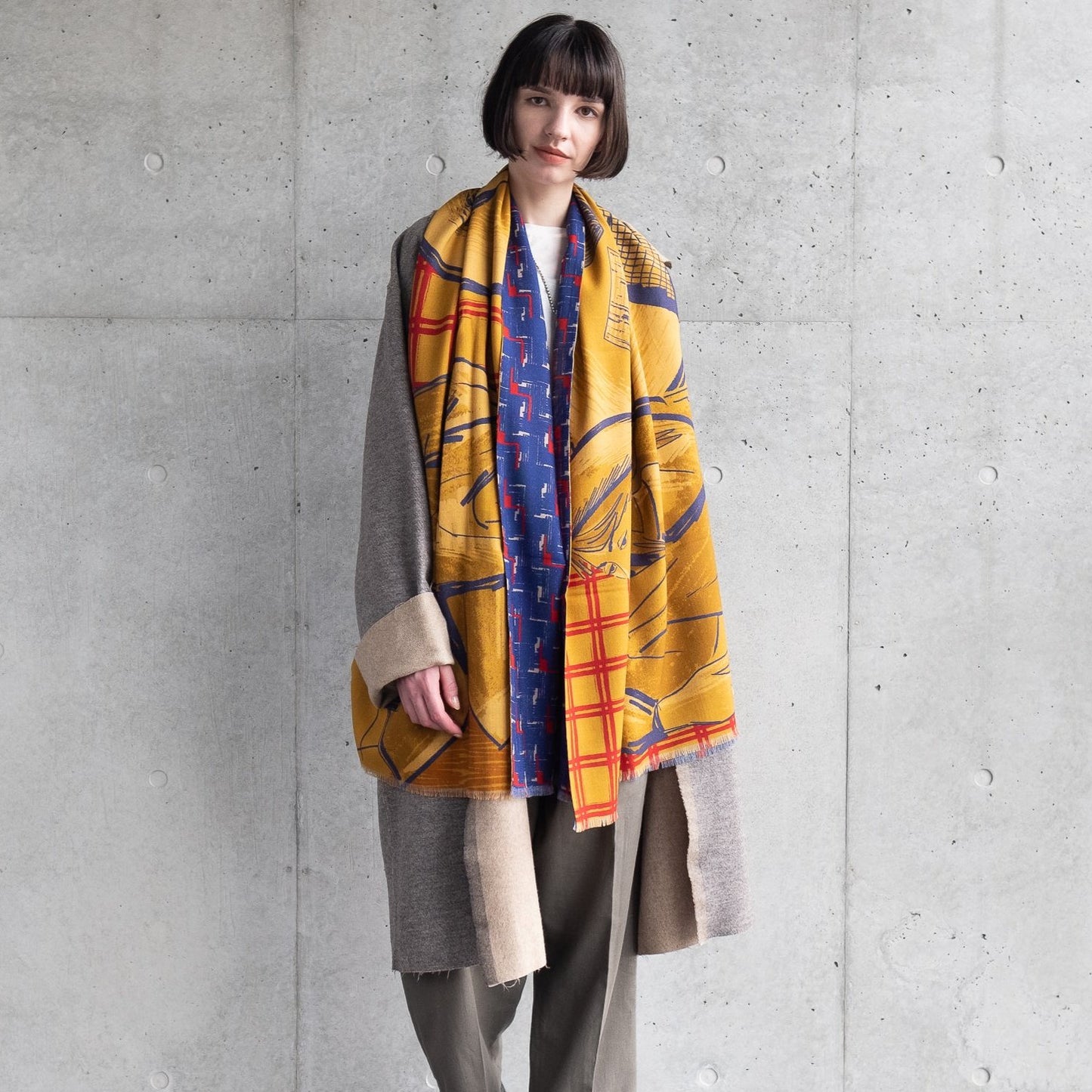 Superfine Merino Wool 'Collection Thoughts' yellow 二重仕立てのロングストール