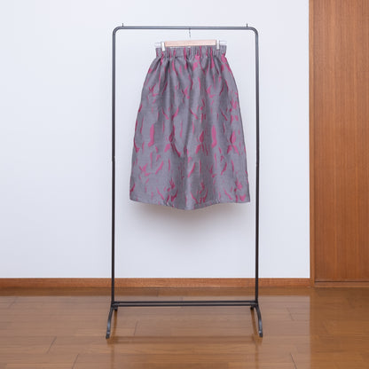 播州織  Wool/Cotton Jacquard Reversible Skirt -Pink&Grey