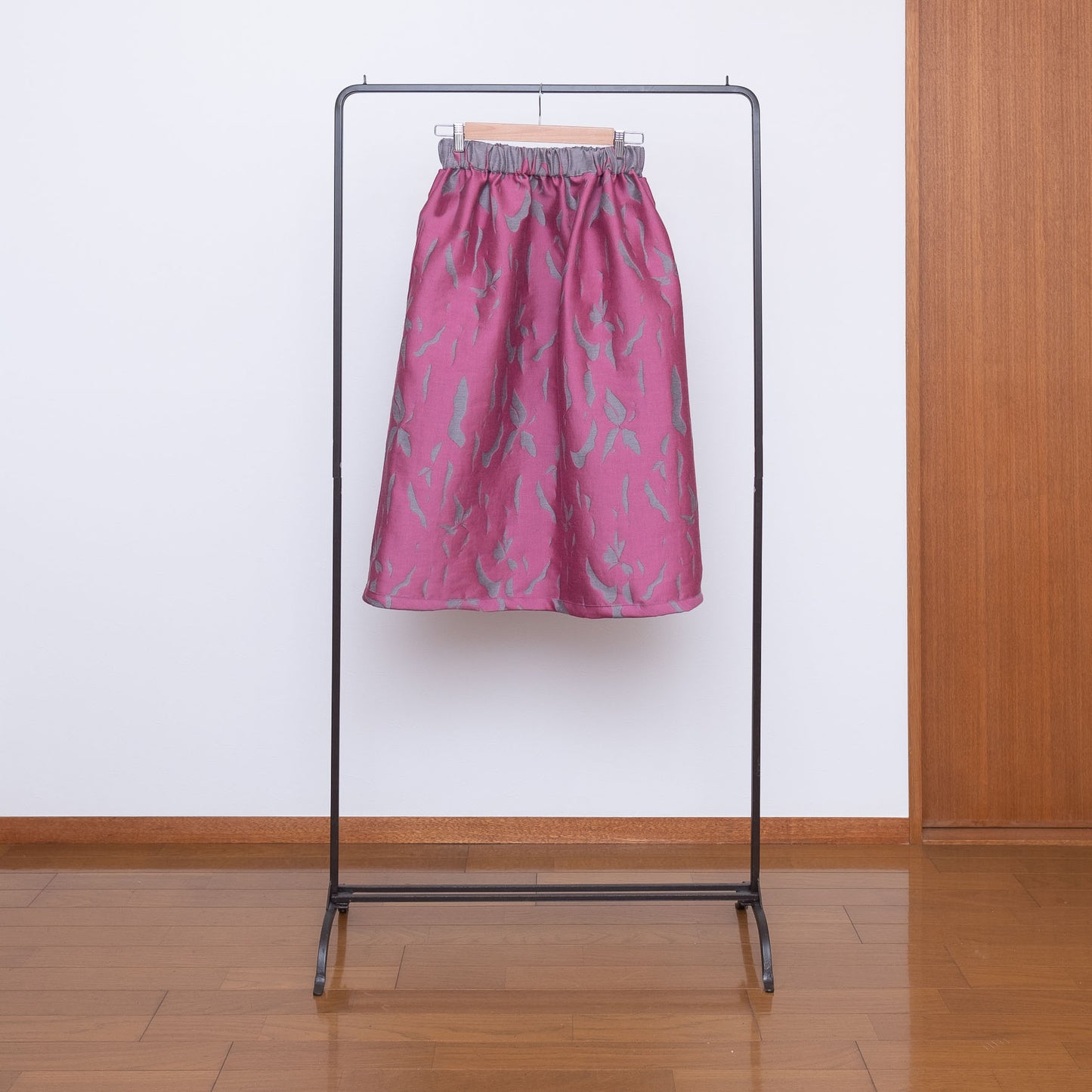 播州織  Wool/Cotton Jacquard Reversible Skirt -Pink&Grey