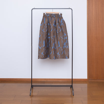 播州織  Wool/Cotton Jacquard Reversible Skirt -light brown&blue