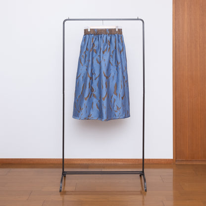 播州織  Wool/Cotton Jacquard Reversible Skirt -light brown&blue