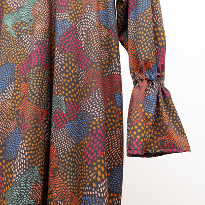 受注予約12月17日まで ウールのペプラムスリーブワンピース'Dartmoor'