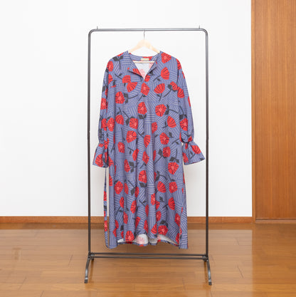 Wool Peplum Sleeve Dress 'Ghent' dusty blue