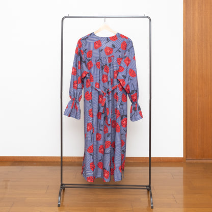 Wool Peplum Sleeve Dress 'Ghent' dusty blue