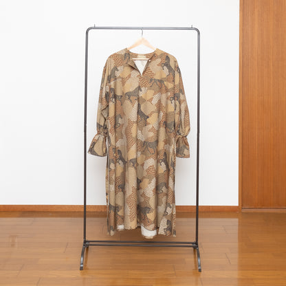 Banshu Ori Robe Manteau Japonais Laine/Coton Jacquard / Camel