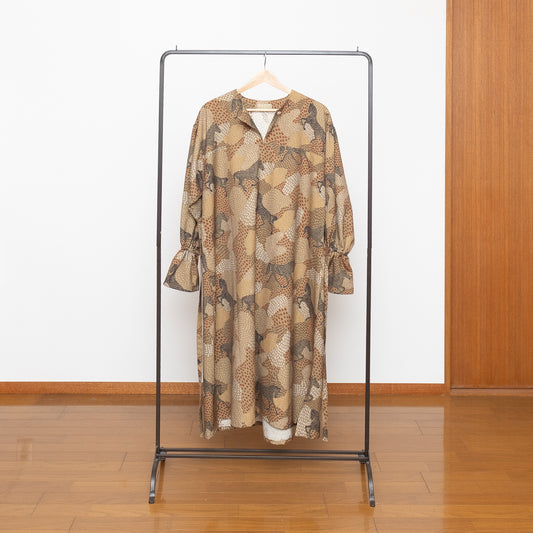 Banshu Ori Robe Manteau Japonais Laine/Coton Jacquard / Camel