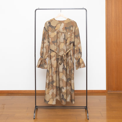 Banshu Ori Robe Manteau Japonais Laine/Coton Jacquard / Camel