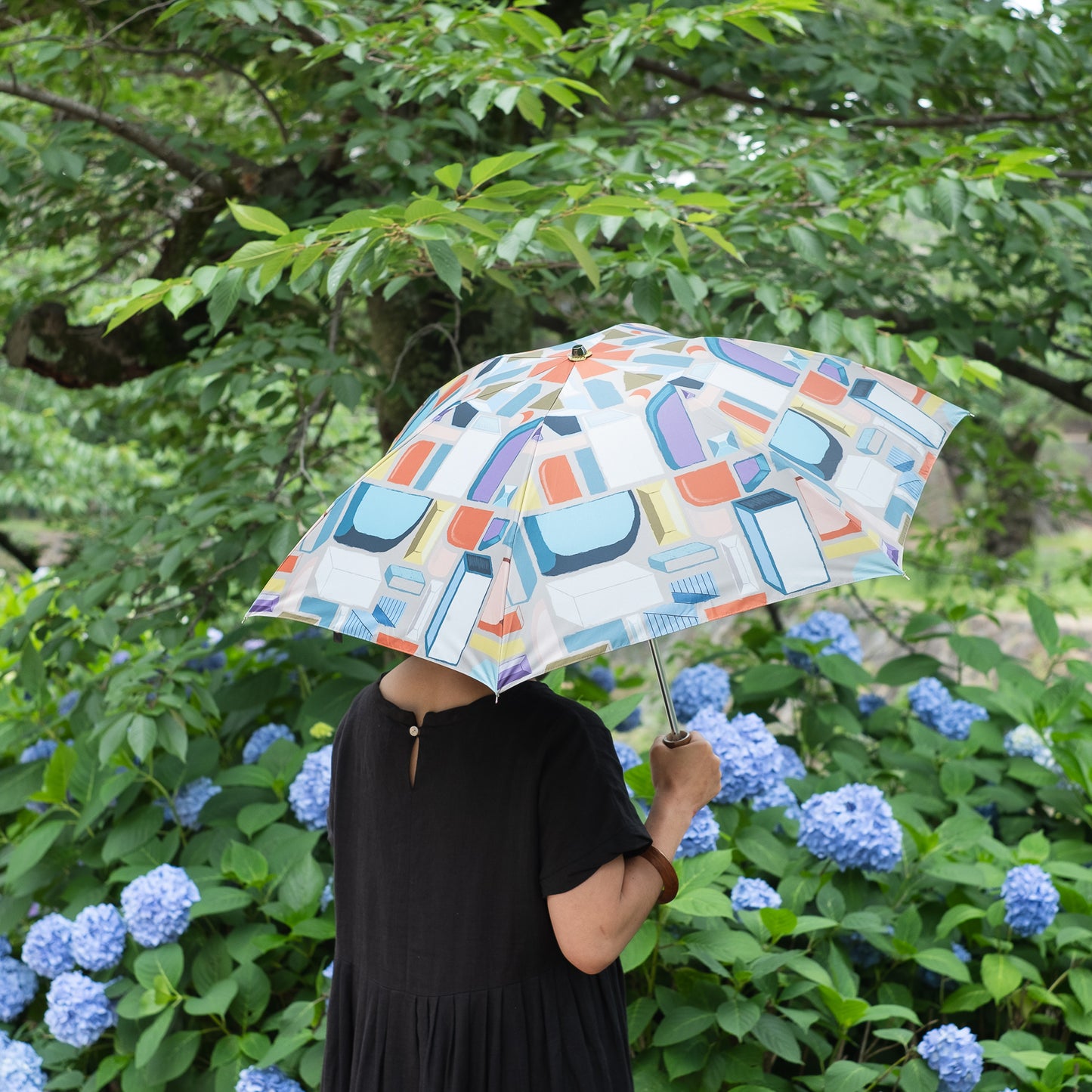 Parapluie pluie ou soleil imprimé japonais court type Late Nights 'neon' | FIL &amp; CUIVRE
