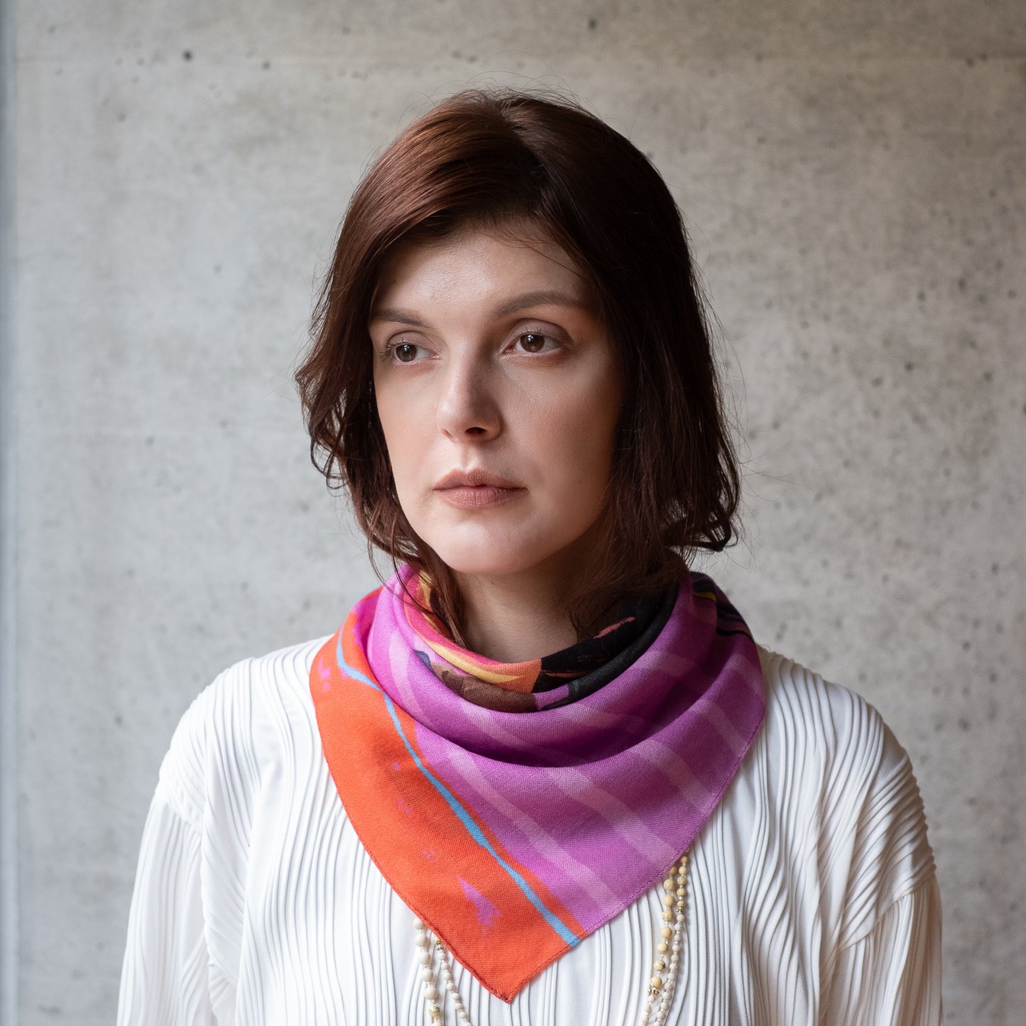 Superfine Merino Wool 'Peak District' sunset pink リング付きミニスカーフ